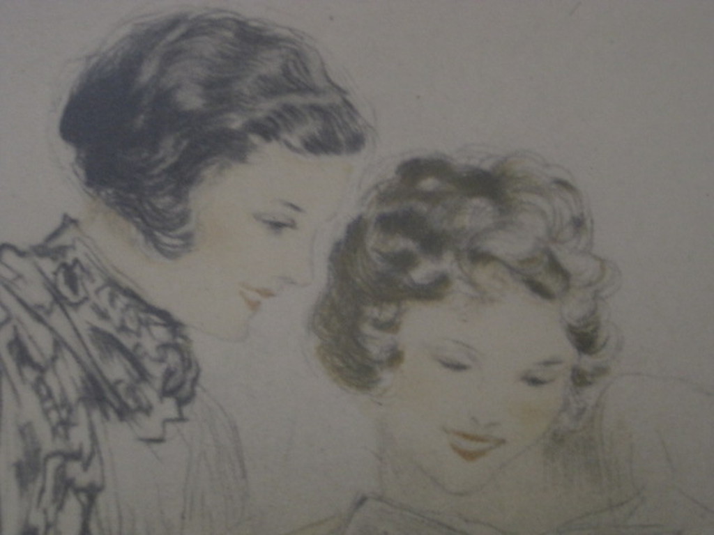 Originele Louis Icart (1888-1950) Kleuren Lithografie "2 lezende dames" ca. 1930 kopen? Bied vanaf 1!