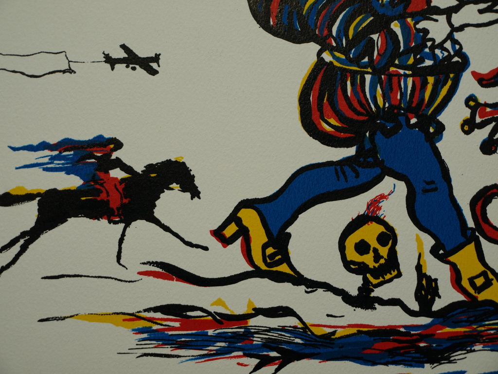 Aat Veldhoen (1934) – Zeefdruk op karton – Tempus Fugit – De tijd vliegt  kopen? Bied vanaf 40!