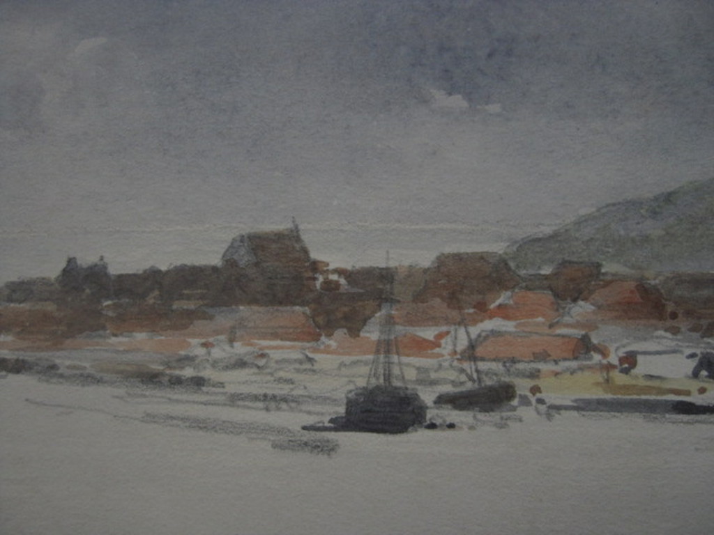Magnifieke 19e Eeuwse Aquarel "strand Terschelling met Brandaris" G.L. Kiers  kopen? Bied vanaf 1!