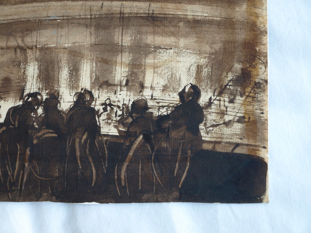 Gerard Hordijk : Aquarel / gewassen inkt , In het theater – ca 1930   kopen? Bied vanaf 1!