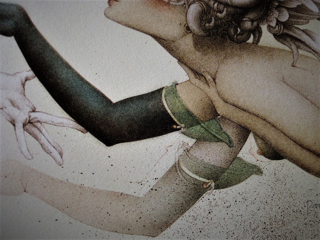 Magnifieke erotische gesigneerde  Michael Parkes (1944-) steendruk nr 85 van 200 kopen? Bied vanaf 1!