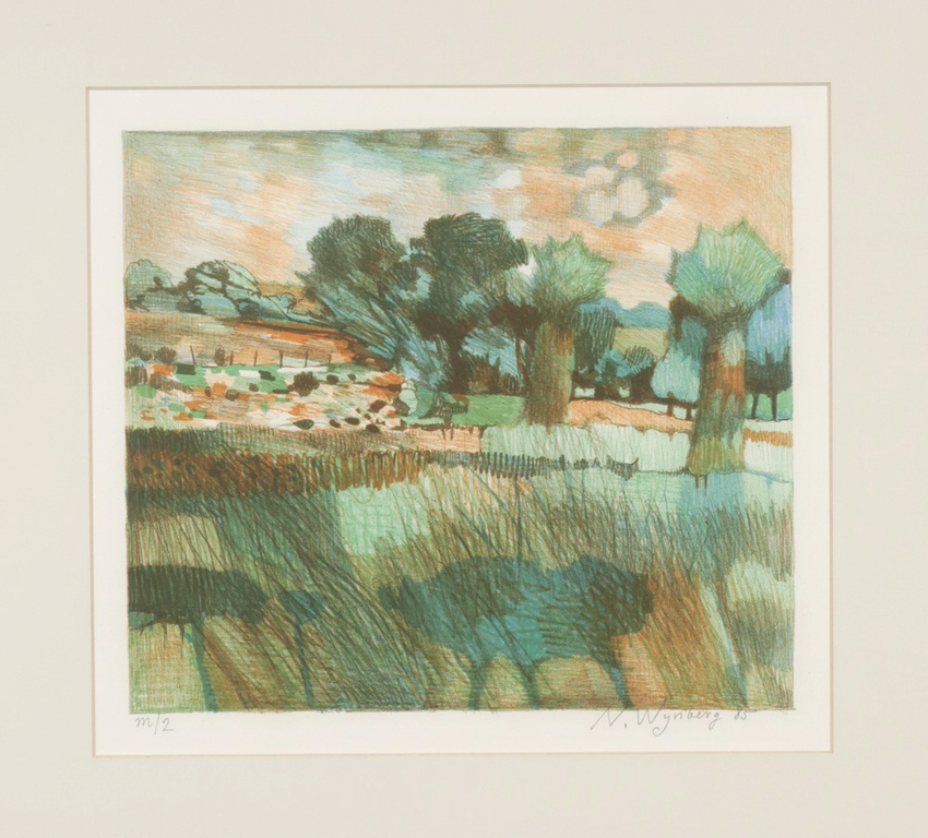 Nicolaas Wijnberg: Litho, Landschap III - Ingelijst kopen? Bied vanaf 40!