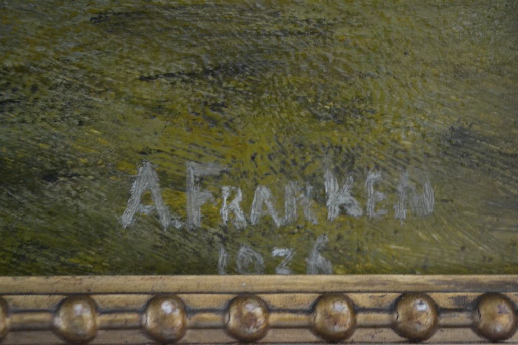 Onbekende kunstenaar (19de eeuw): olieverf op paneel, boerderij aan het water kopen? Bied vanaf 20!