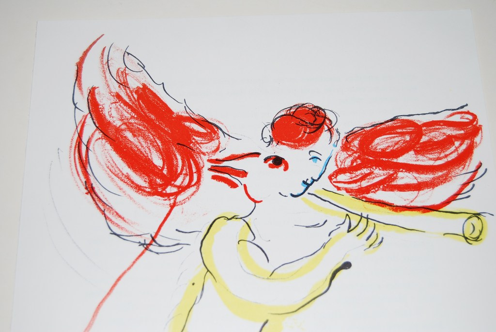 Marc Chagall, Litho, L'ange rouge, 1965, Mourlot kopen? Bied vanaf 1!