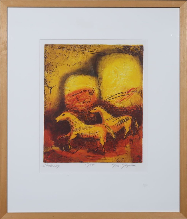 Hans Heijman: Zeefdruk, Onderweg - Ingelijst verkocht voor € 35!