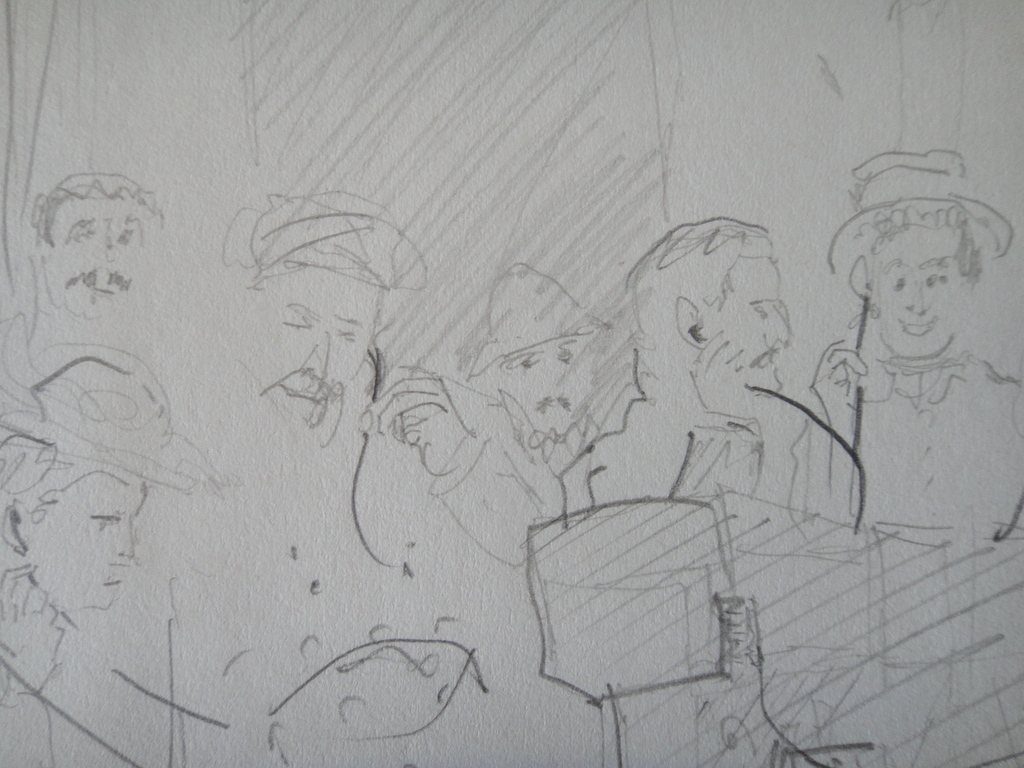 Jan Prins (1956) - tekening - luisterend gezelschap in het buitenland kopen? Bied vanaf 1!