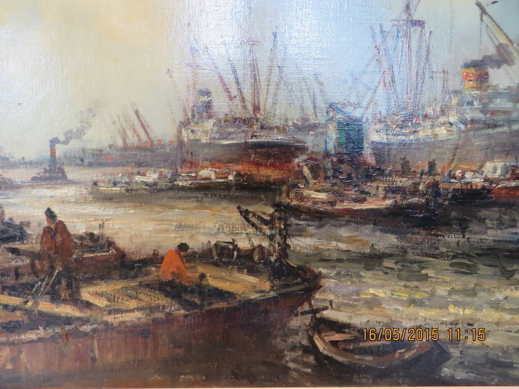 Wim Bos (1906-1974), Rotterdams havengezicht kopen? Bied vanaf 800!
