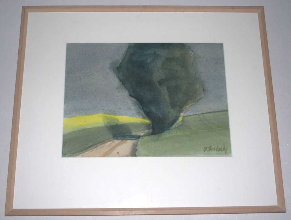 Noordfrans landschap met boom - aquarel - gesigneerd en mooi ingelijst kopen? Bied vanaf 39!