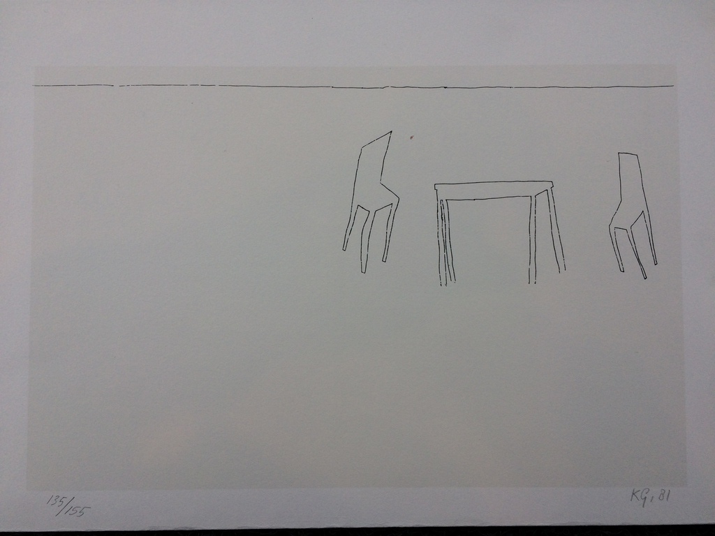 Klaas Gubbels - Klaas Gubbels, verlegen schaduwe, zeefdruk uit 1981: 135/155 verkocht voor € 100!