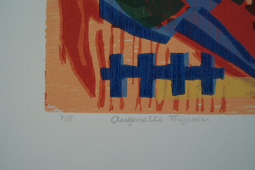 Angenelle Thijssen - gesigneerde houtsnede -  kopen? Bied vanaf 1!