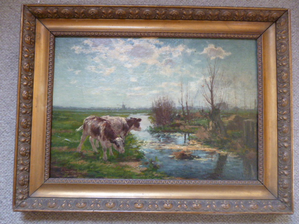 Dirk Johannes van Haaren - olieverf -  Landschap met koeien kopen? Bied vanaf 200!