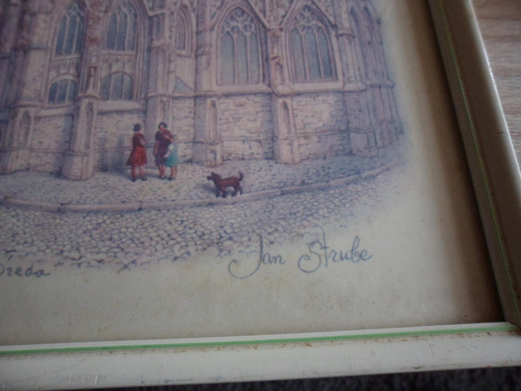 Jan Strube druk van de grote kerk in Breda,hand gesigneerd. kopen? Bied vanaf 20!