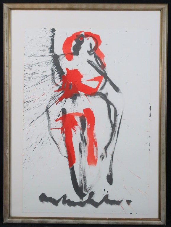 Anton Heyboer: Gouache, Vrouw - Ingelijst verkocht voor € 250!