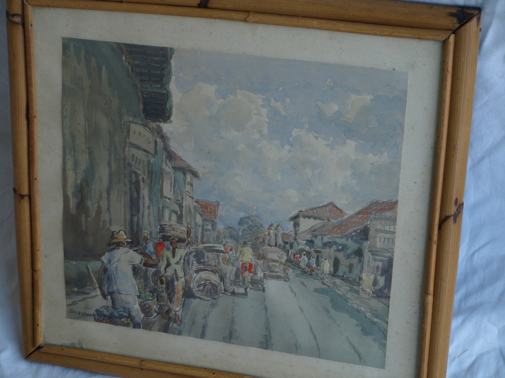 Soewardja : Aquarel – Stadssgezicht Indonesië - gesigneerd – ca 1935 kopen? Bied vanaf 1!