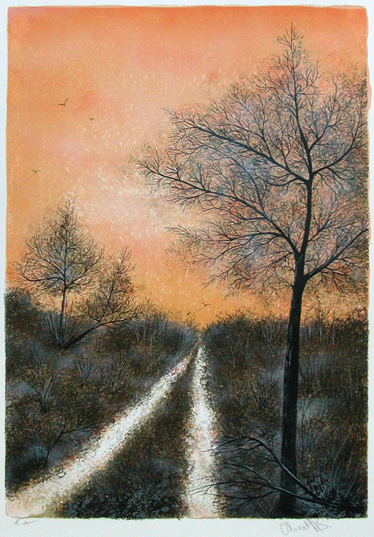 Olivier Mas, ‘Sentier d'automne‘, lithografie, handgesigneerd	 kopen? Bied vanaf 35!