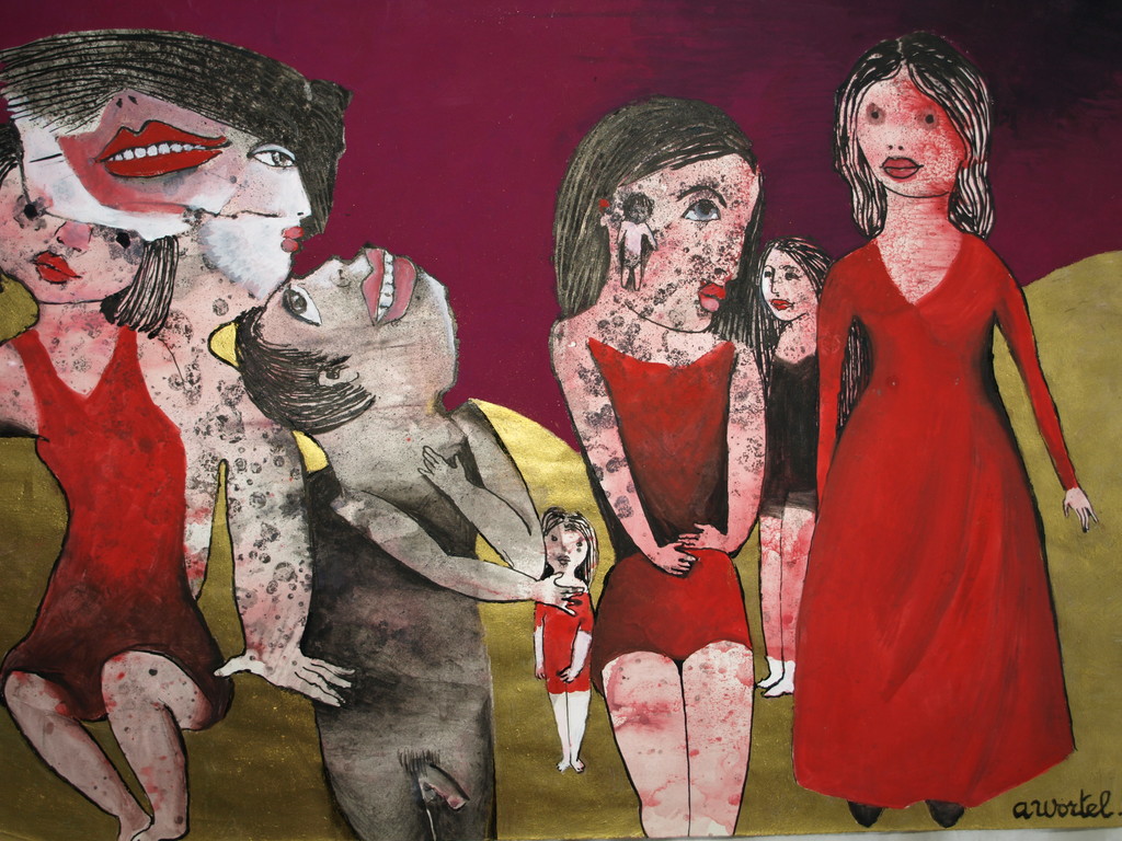 Ans Wortel (1929-1996) : Gouache op papier – Gesigneerd & ingelijst – ca 1970 verkocht voor € 425!