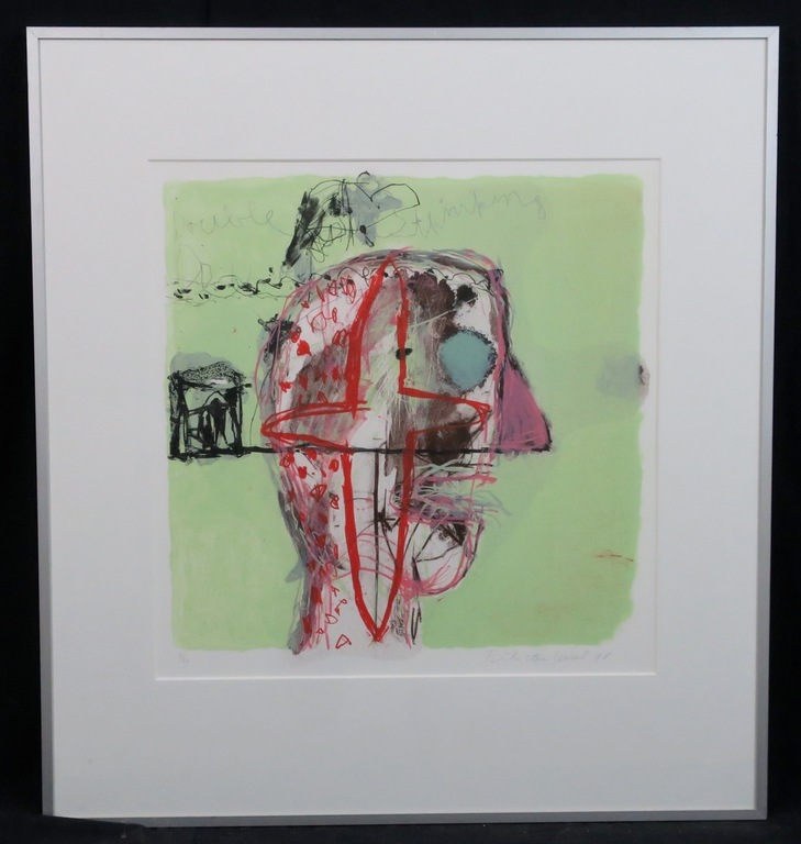 Rik van Iersel: Zeefdruk, Z.T. - Ingelijst verkocht voor € 80!