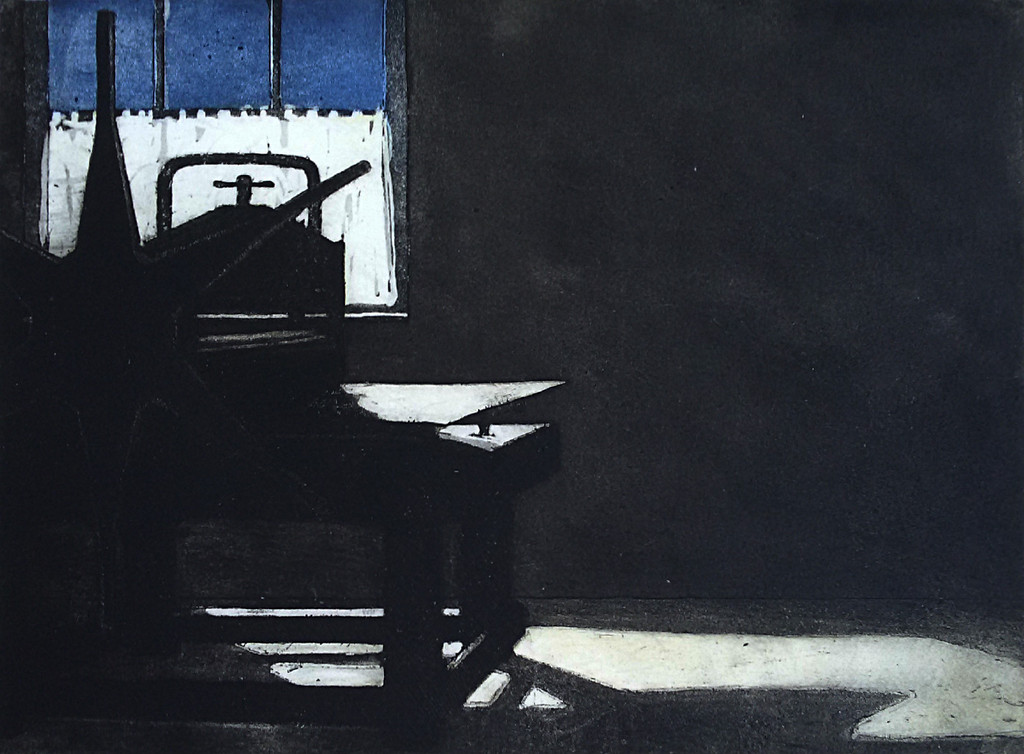 Jan Verburg - Atelier, aquatint ets verkocht voor € 40!