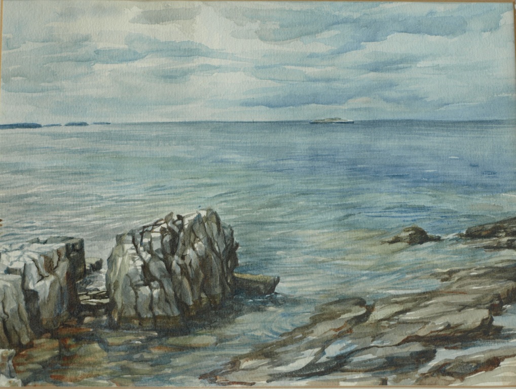 Dixy Boonstra (1949) :Aquarel – Adriatische kust –gesigneerd & ingelijst-ca 1975 verkocht voor € 54!