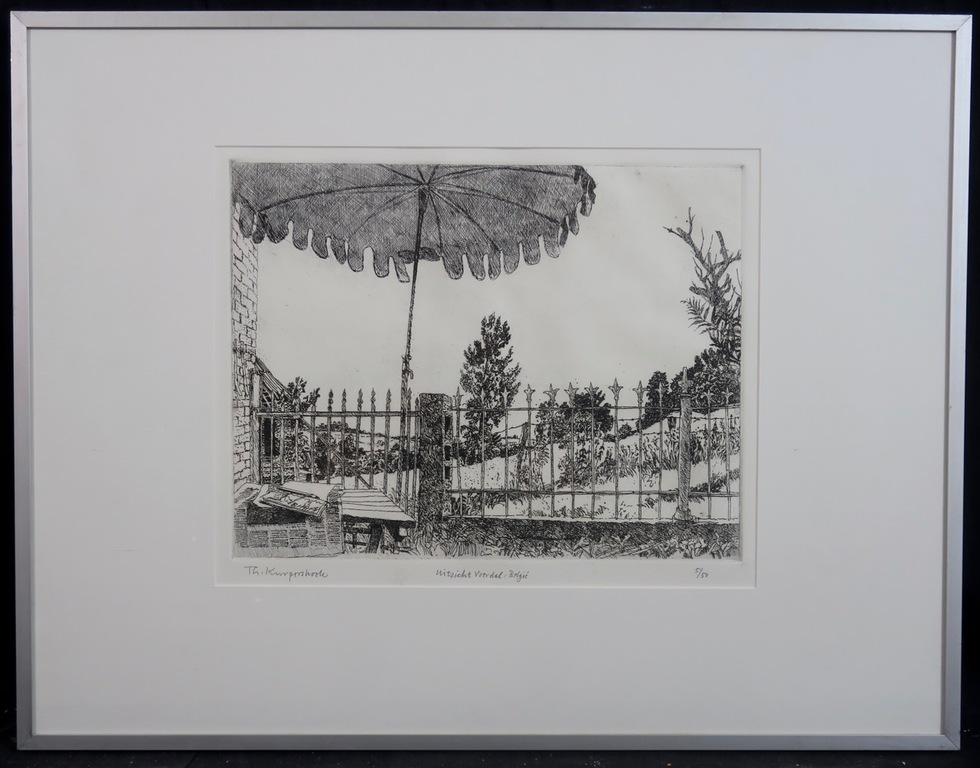 Theo Kurpershoek: Ets, Uitzicht Voerdal Belgie - Ingelijst kopen? Bied vanaf 40!