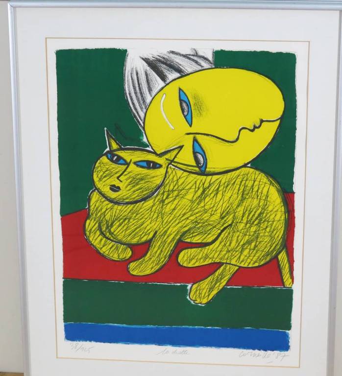 Corneille: Litho, La chatte - Ingelijst verkocht voor € 200!
