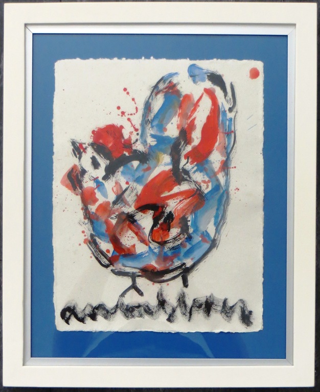 Anton Heyboer, Prachtige spetterkip, mooi ingelijst! kopen? Bied vanaf 195!