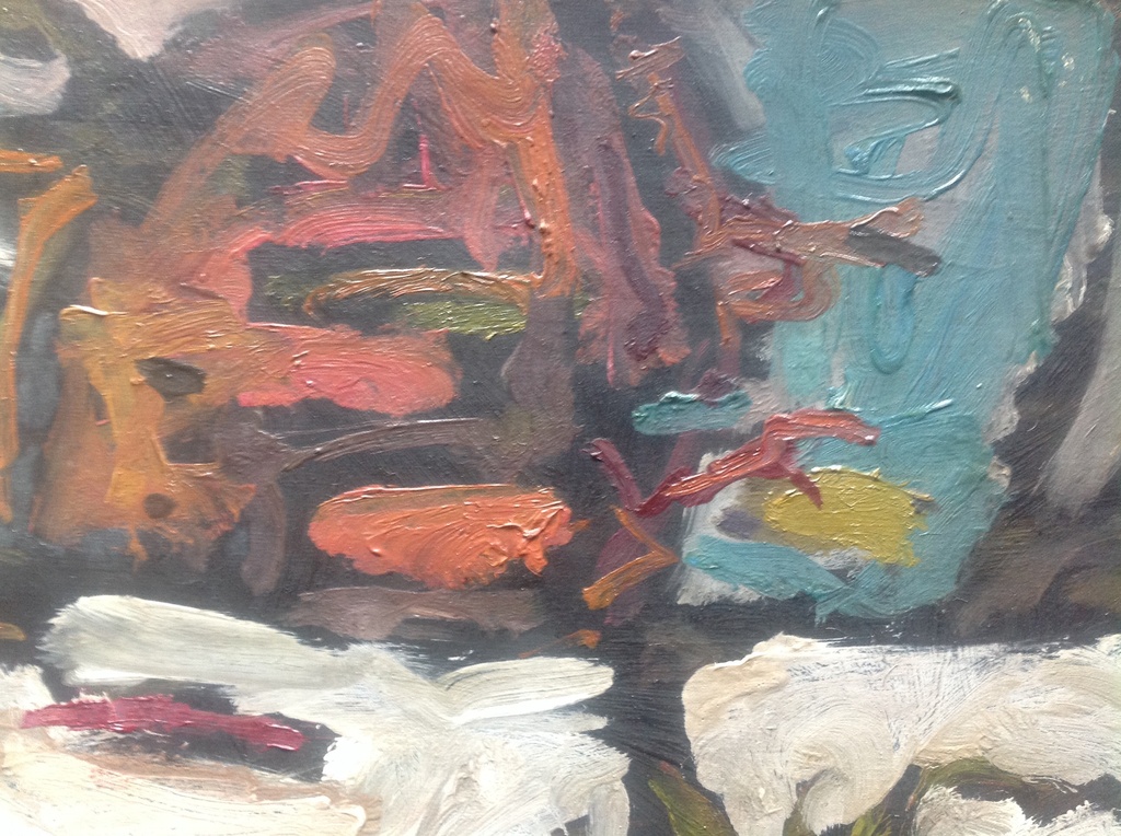 Jaap Stellaart, olie op doek, titel: Know what I mean?, abstracte compositie.  kopen? Bied vanaf 250!