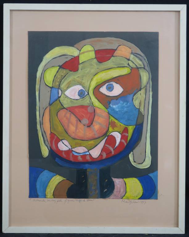 Meertje Kaal: Acryl op board, Ontaarde, vertwijfelde figuur - Ingelijst kopen? Bied vanaf 20!