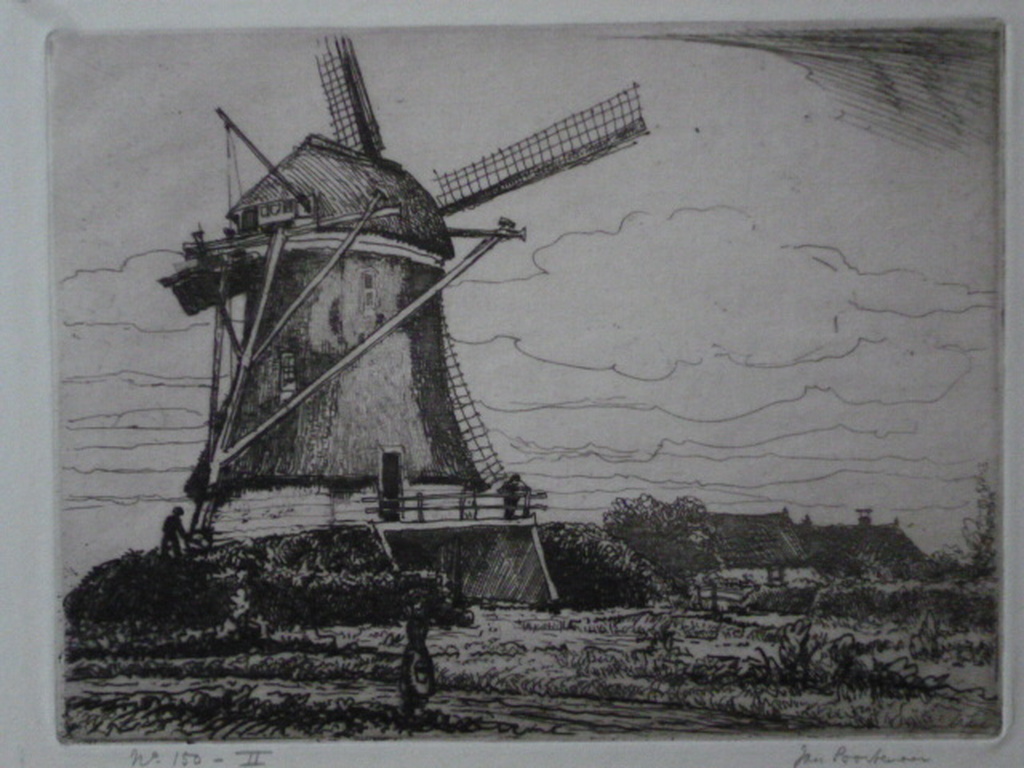 Jan Poortenaar - ets - Molen kopen? Bied vanaf 25!