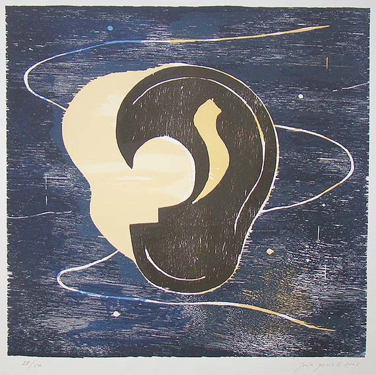 Joris Geurts - houtsnede - (oortje) - 2005 verkocht voor € 75!