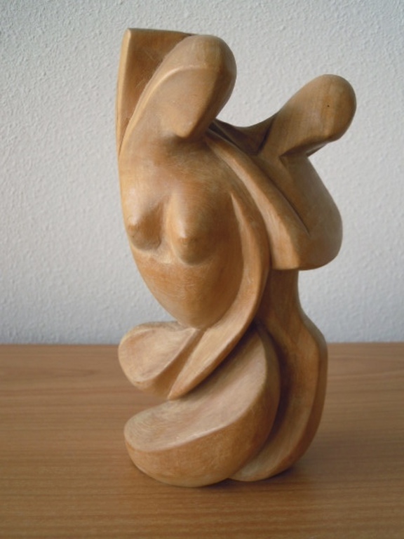 Vrouwelijk naakt - hand gemaakt houten beeld 23 cm hoog - niet gesigneerd kopen? Bied vanaf 25!