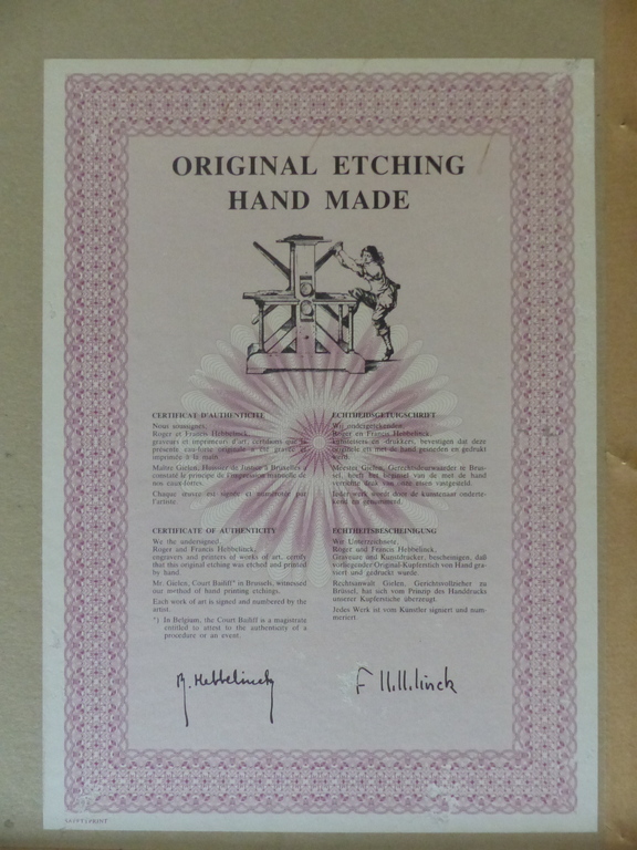 Originele ets van Roger Hebbelinck, incl. echtheidscertificaat kopen? Bied vanaf 25!