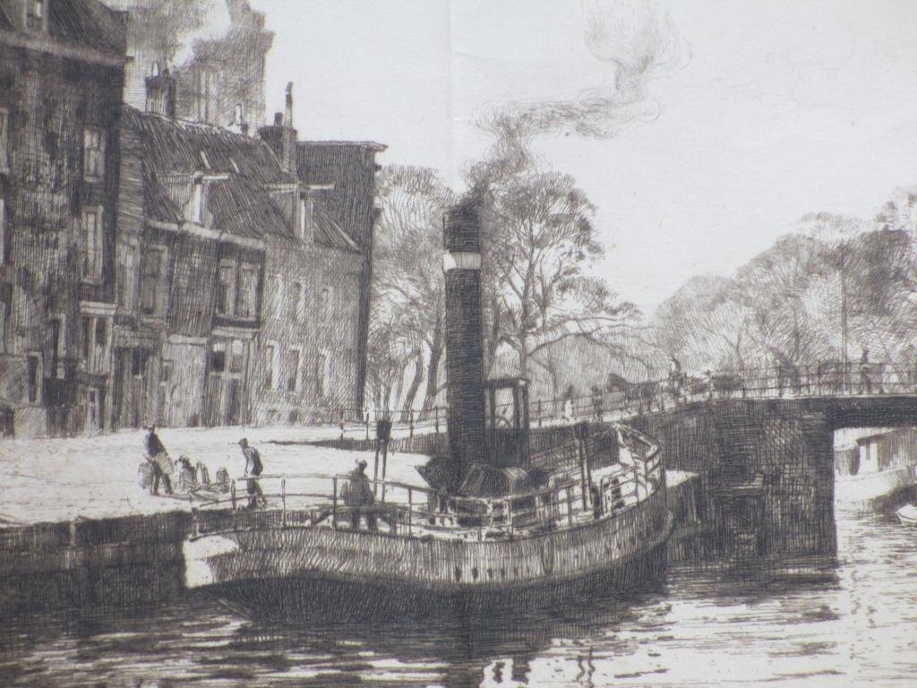 H.E.Roodenburg, Haarlemmersluis Amsterdam, Ets 1930 kopen? Bied vanaf 1!