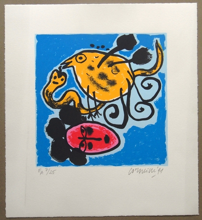 Corneille :  Gele vogel en slang  (mooie litho) kopen? Bied vanaf 1!