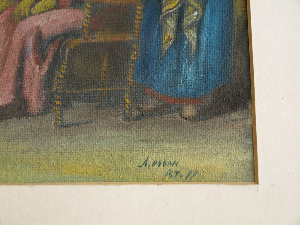 Onduidelijke signatuur : Pastel , Ontmoeting in de Oriënt – ingelijst  kopen? Bied vanaf 50!