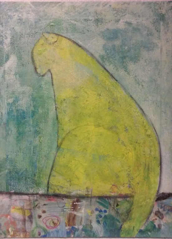  Gele poes acryl op doek  kopen? Bied vanaf 55!