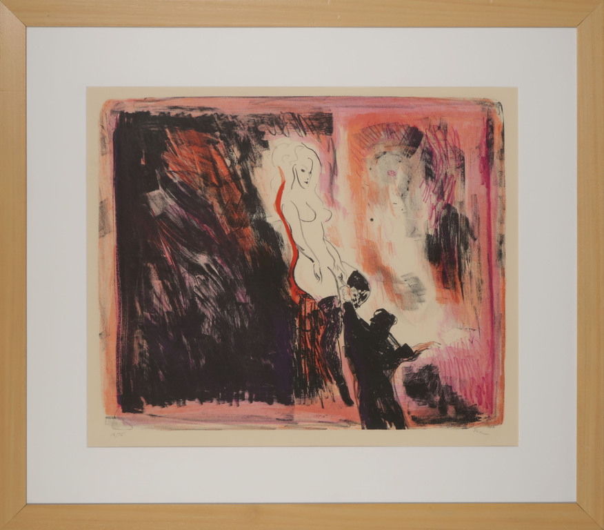 Luis Filcer: Litho, Schilder en zijn model I - Ingelijst verkocht voor € 50!