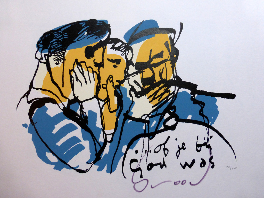 Herman Brood, Humoristische, handgesigneerde zeefdruk '' Of je bij God was.. '' kopen? Bied vanaf 150!