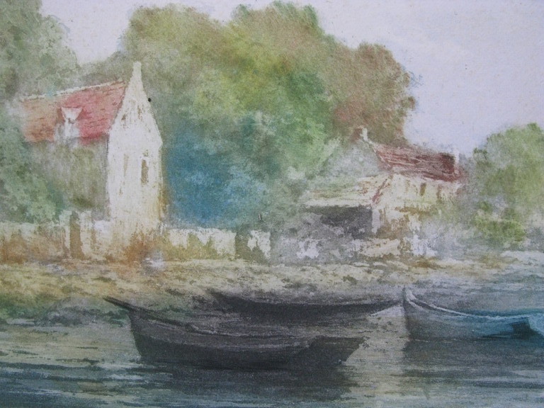 Émile Richard HAUMONT (XIX-XX), kleurenets, Ergens romantisch aan de Seine kopen? Bied vanaf 1!