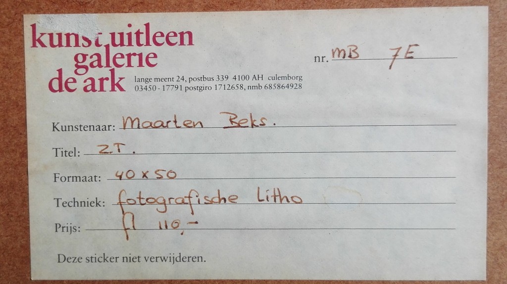 Maarten Beks, litho, zonder titel (7E) kopen? Bied vanaf 1!