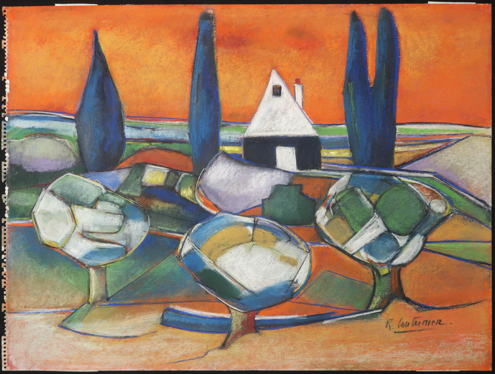 Robert Couturier: Pasteltekening, Landschap kopen? Bied vanaf 250!