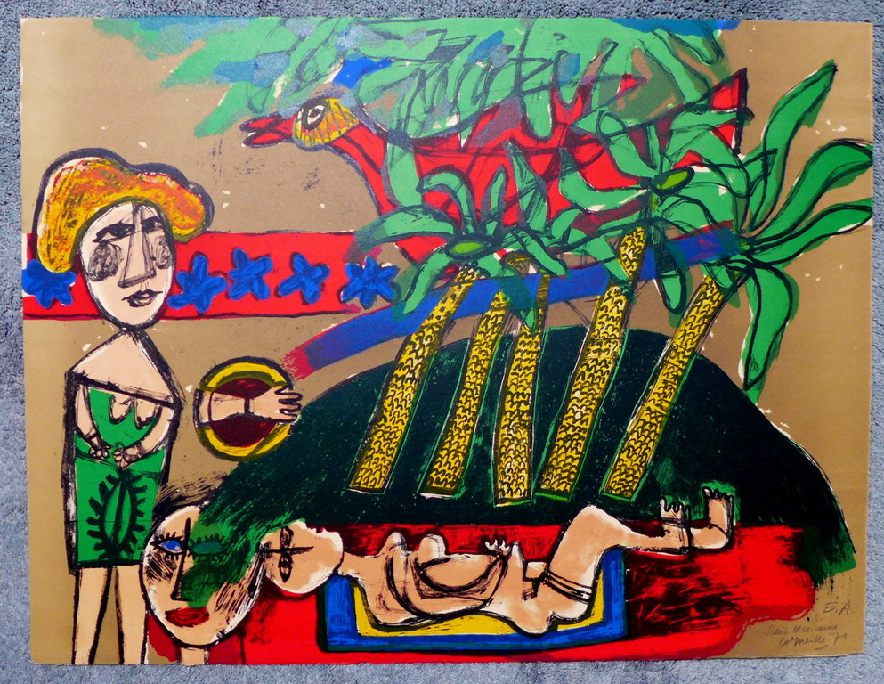 Corneille, litho uit 1971 "Scène Mexicaine" verkocht voor € 250!