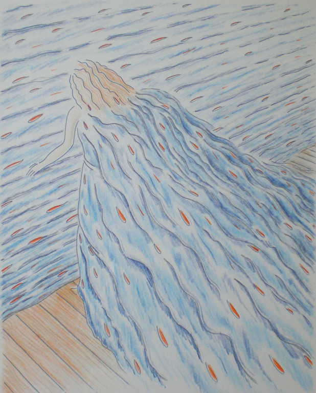 Jeroen Henneman: Het Vismeisje, litho (ingelijst) verkocht voor € 140!