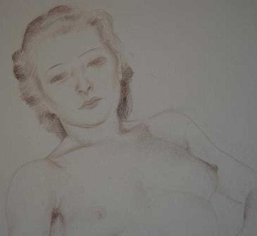 Raphael de Buck, halfnaakt - 14x15, sepia / potlood ca. 1970 verkocht voor € 35!