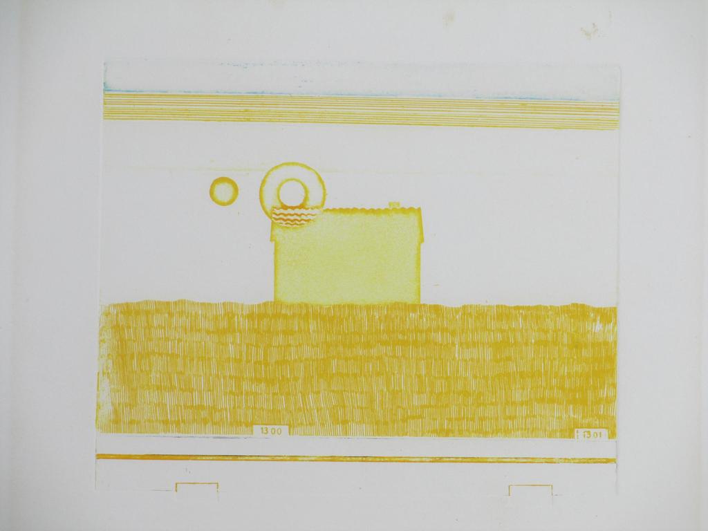 Eduard Flor, Compositie in geel, Kleurets verkocht voor € 55!