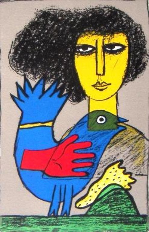 Corneille: vrouw in geel en vogel in blauw kopen? Bied vanaf 1!