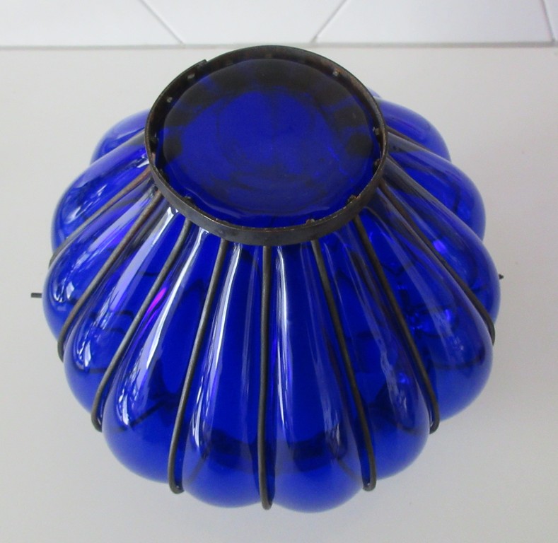 Ongespecificeerd - Grote cobalt blauwe Murano glazen amfoor vaas met metalen beslag kopen? Bied vanaf 37!