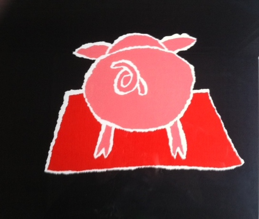 Zeefdruk varkentje van HANS INNEMEE 70 x 70 cm = hand gesigneerd kopen? Bied vanaf 65!