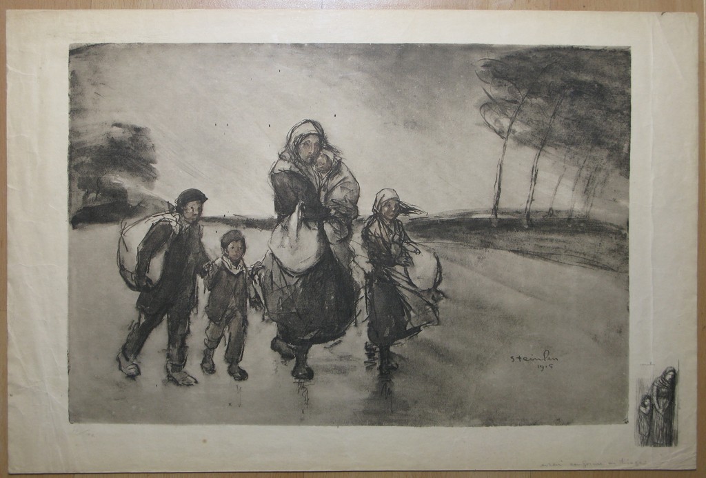 Théophile Steinlen, litho, Op de vlucht 1915 kopen? Bied vanaf 25!