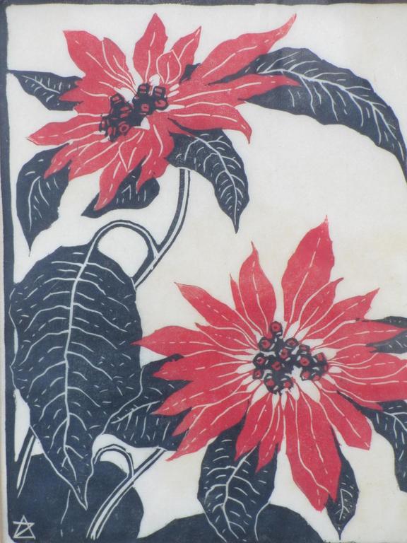 Arie Zonneveld, Poinsettia, Kleurenhoutsnede kopen? Bied vanaf 120!